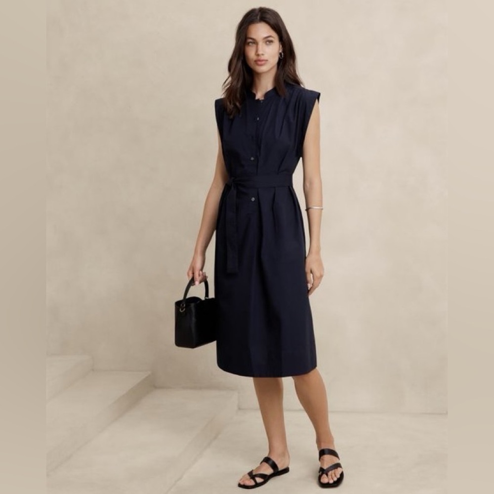 NWT! Banana Republic Preppy Navy Poplin Midi Shift Shirtdress- Multiple Size💫⭐️ - Picture 1 of 5